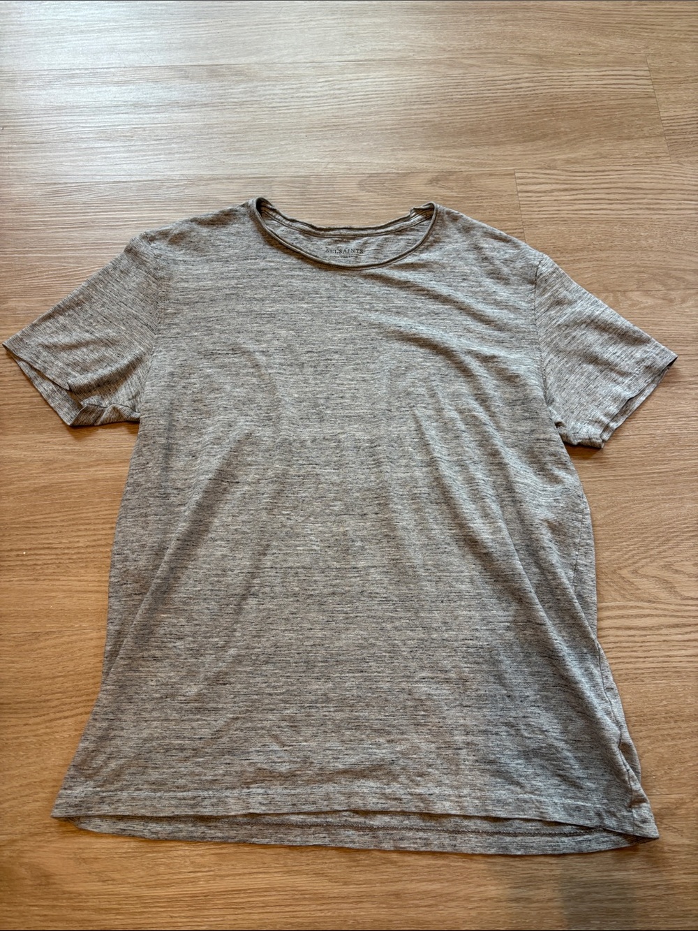 AllSaints Men’s Large Heathered Gray Short Sleeve Shirt Soft Stretch Casual